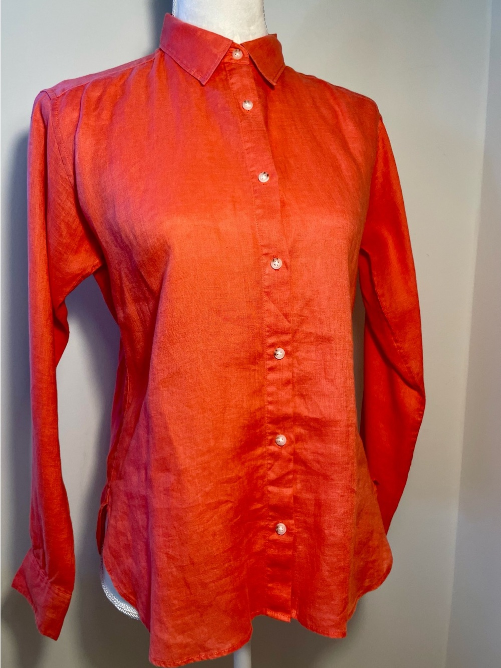 Uniqlo Women's Button-Down Shirt in Bright Coral